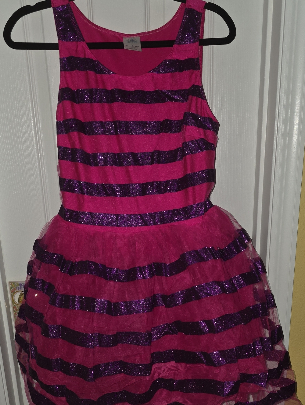 Disney Cheshire Cat Halloween Costume Pink and Purple Glitter Stripe Tutu Dress